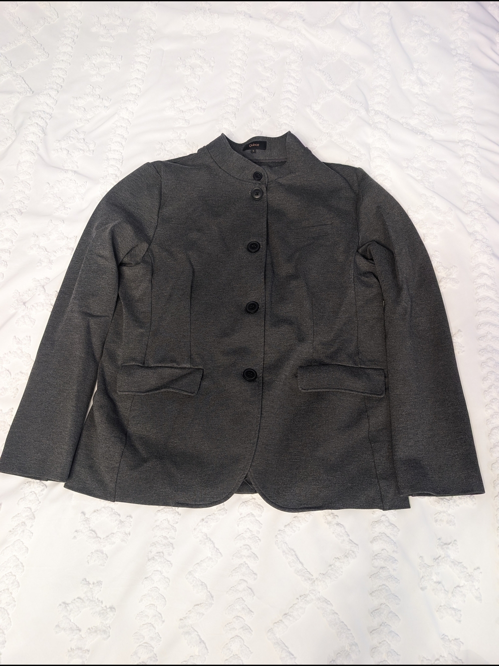 Quince Ultra-Stretch Ponte Stand Collar Blazer Size Large